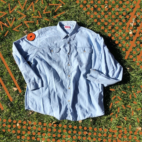 Wrangler Denim Button Down with Patch - Picture 1 of 3